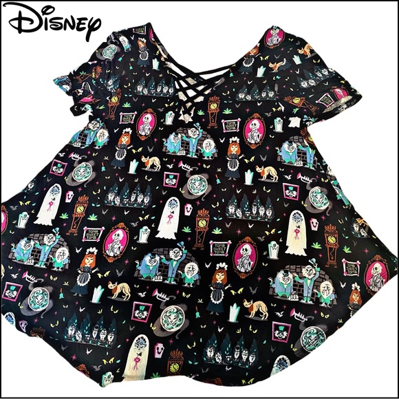 DISNEY HAUNTED MANSION CRISS-CROSS DETAILED BACK T-SHIRT XS - Picture 5 of 11
